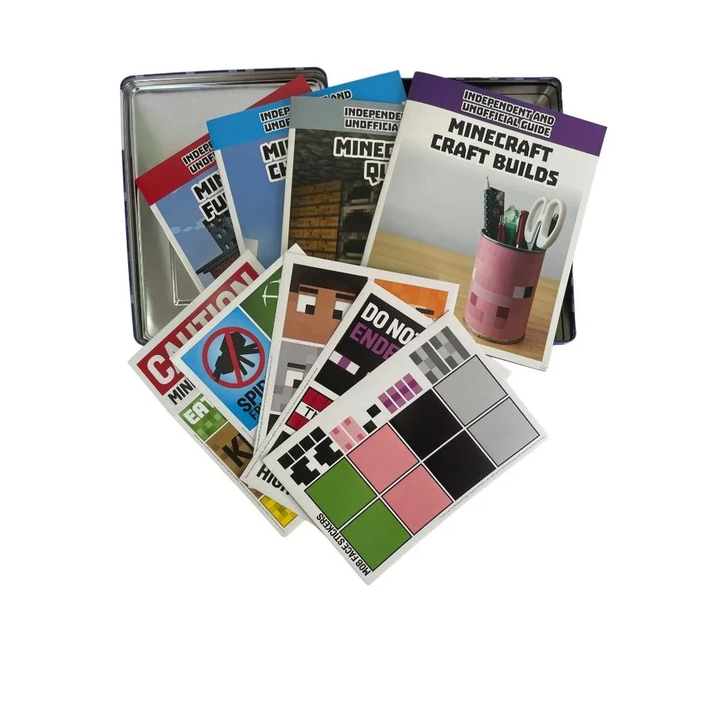 Minecraft Mineworld Building Handbooks 5 Sticker Sheets Original Collector Tin
